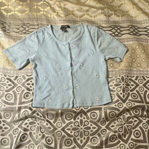 primark Light Blue girls Shirt with Embroidered Details